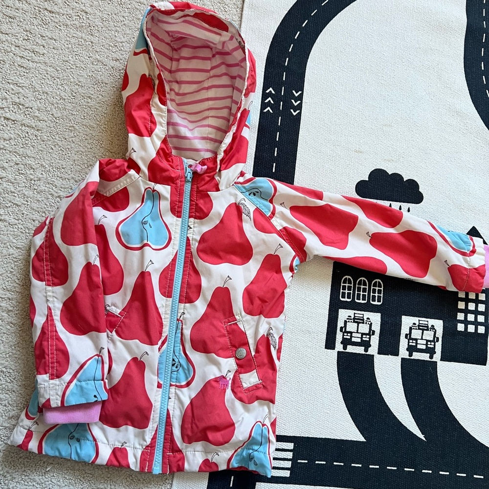Mini Boden Girls’ Pear Print Rain Jacket - Size 2-3Y